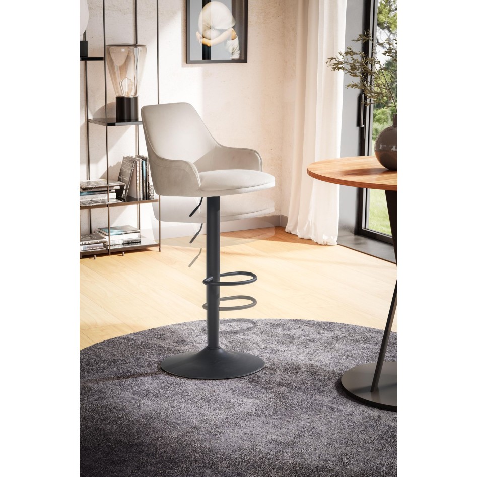 Taburete de bar Terciopelo Beige con Respaldo 86 - 106 cm