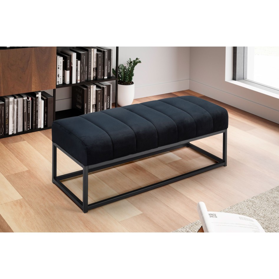 Banco de terciopelo negro 108x40x40 cm