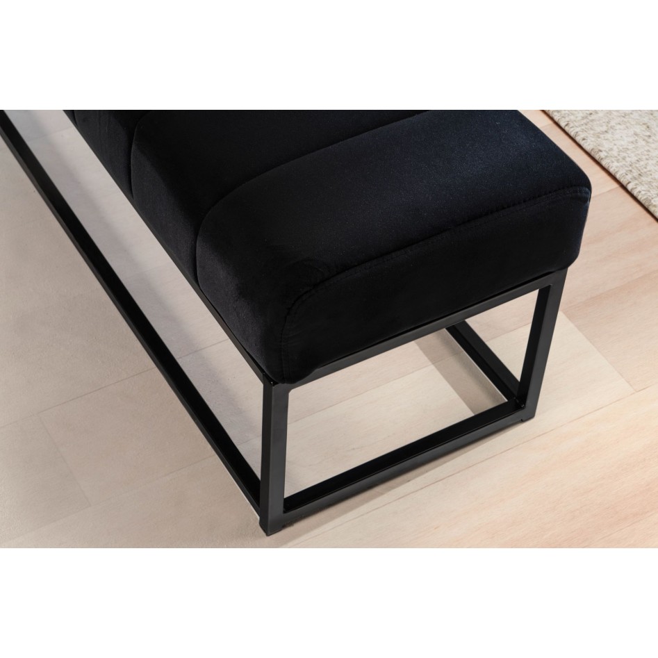 Banco de terciopelo negro 108x40x40 cm
