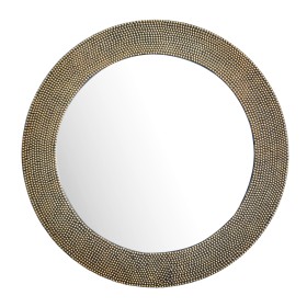 Espejo decorativo de aluminio redondo con marco de perlas