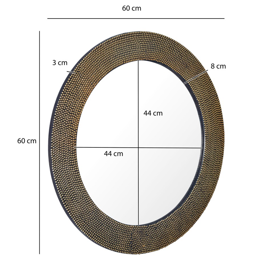 Espejo decorativo de aluminio redondo con marco de perlas