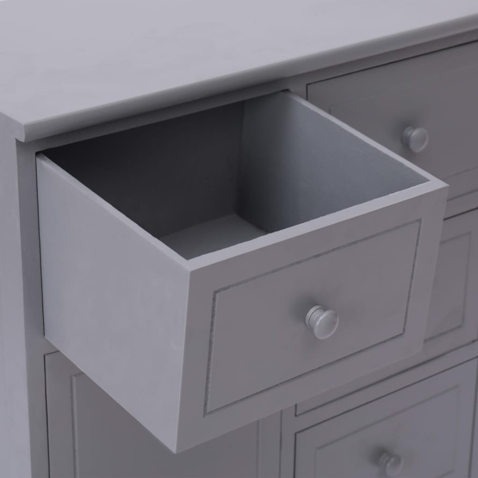 Aparador con 10 cajones madera gris 113x30x79