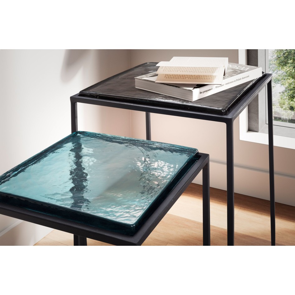 Juego de 2 mesas auxiliares  azul y negro