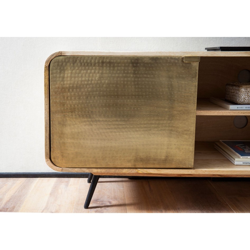 Mueble TV de madera maciza de mango 160x55x41 cm 