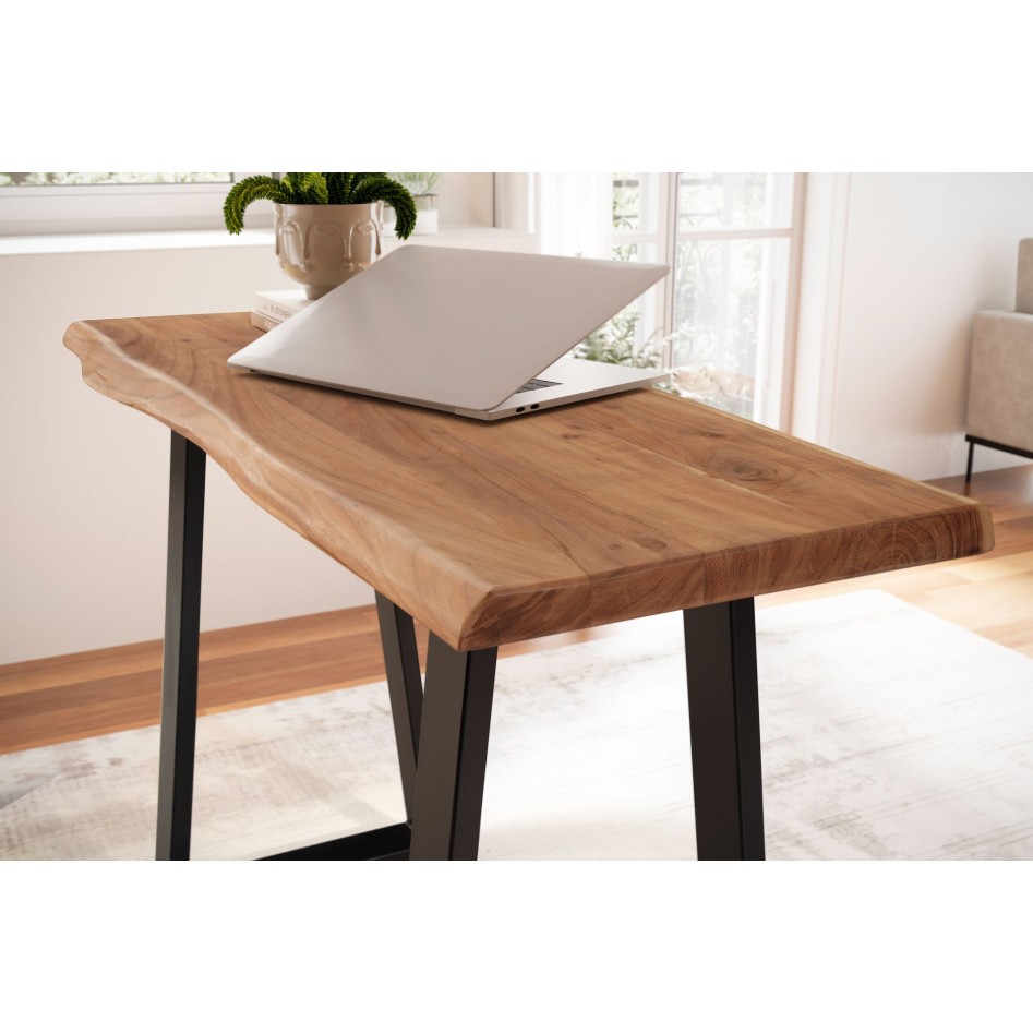 Escritorio de madera maciza de acacia / metal 118x41x76,5 cm 