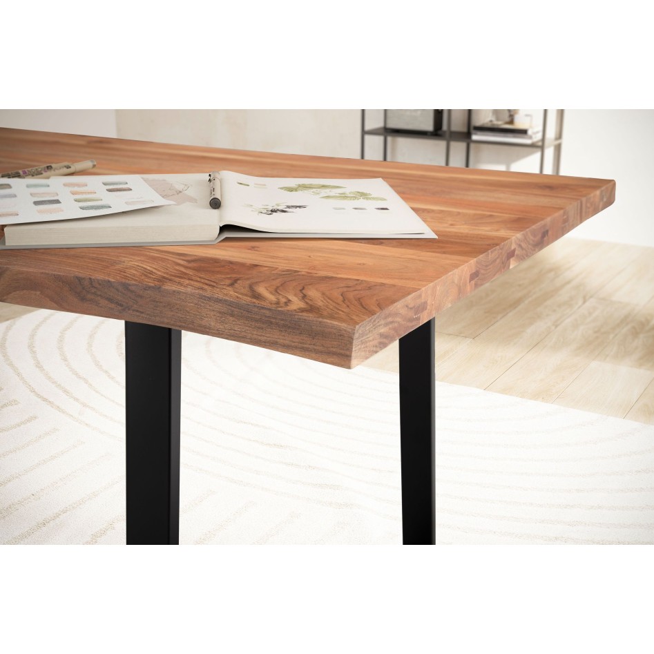 Escritorio de madera maciza de acacia/metal 120x60x76 cm 