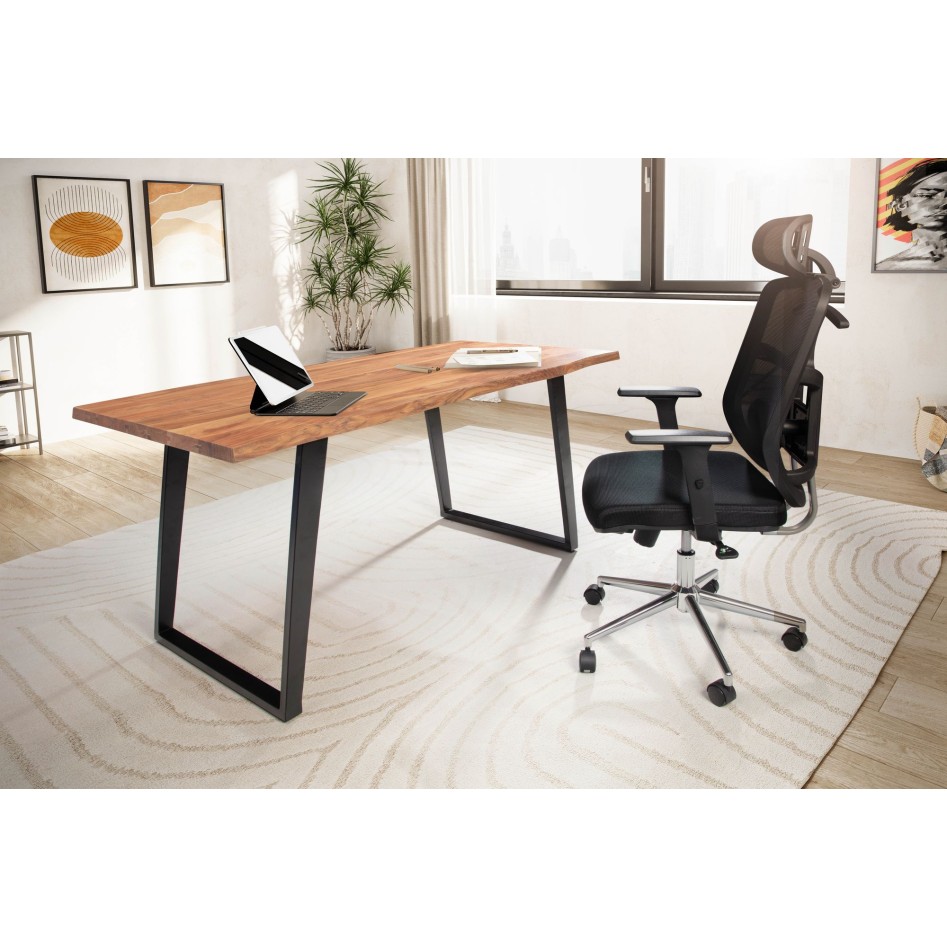 Escritorio de madera maciza de acacia / metal 120x60x76 cm 
