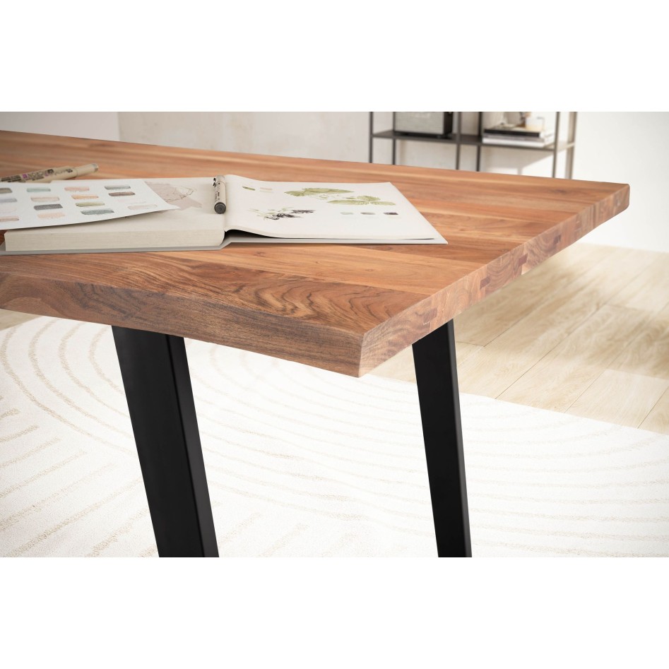 Escritorio de madera maciza de acacia / metal 120x60x76 cm 