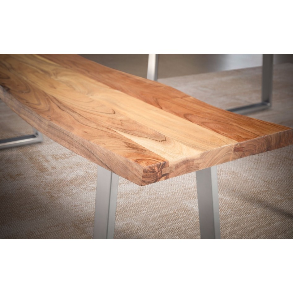 Banco de comedor 180x40x45,5 cm madera maciza de acacia / metal