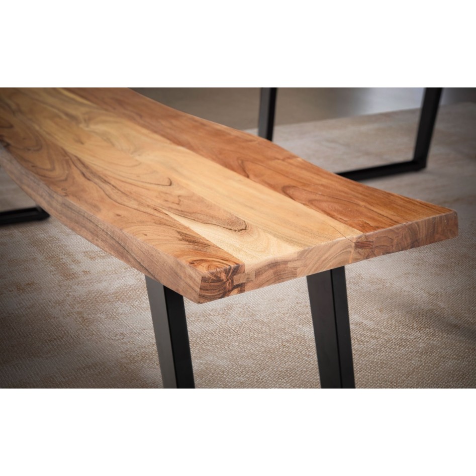 Banco de comedor 180x40x45,5 cm madera maciza de acacia / metal