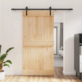 Puerta corredera con herrajes madera maciza de pino 100x210