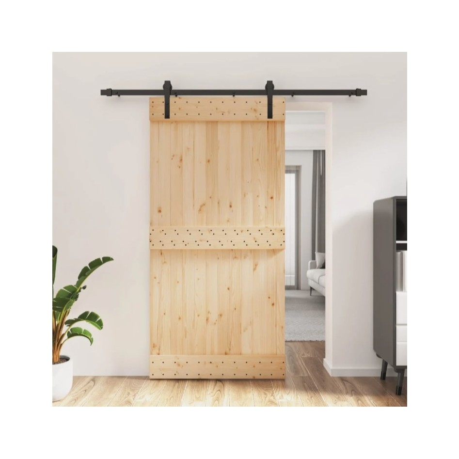 Puerta corredera con herrajes madera maciza de pino 100x210