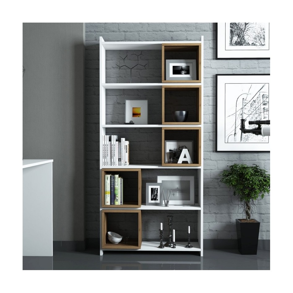 Estantería box nogal blanco