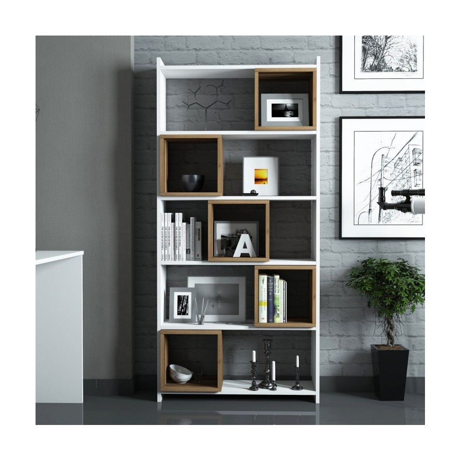 Estantería box nogal blanco