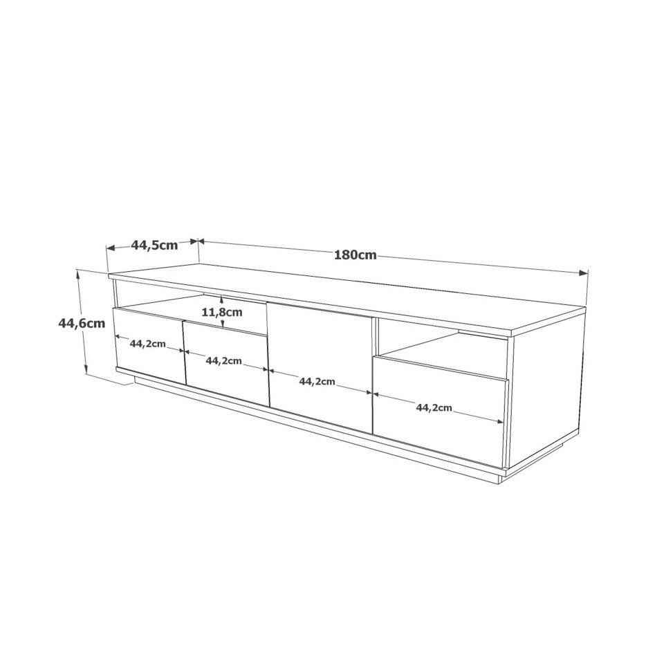 OFERTA - Mueble de tv Kailua Y127, Roble, 180x55x31cm