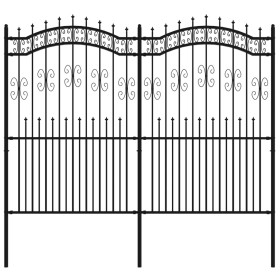 Valla de jardín con punta de lanza acero recubierto negro