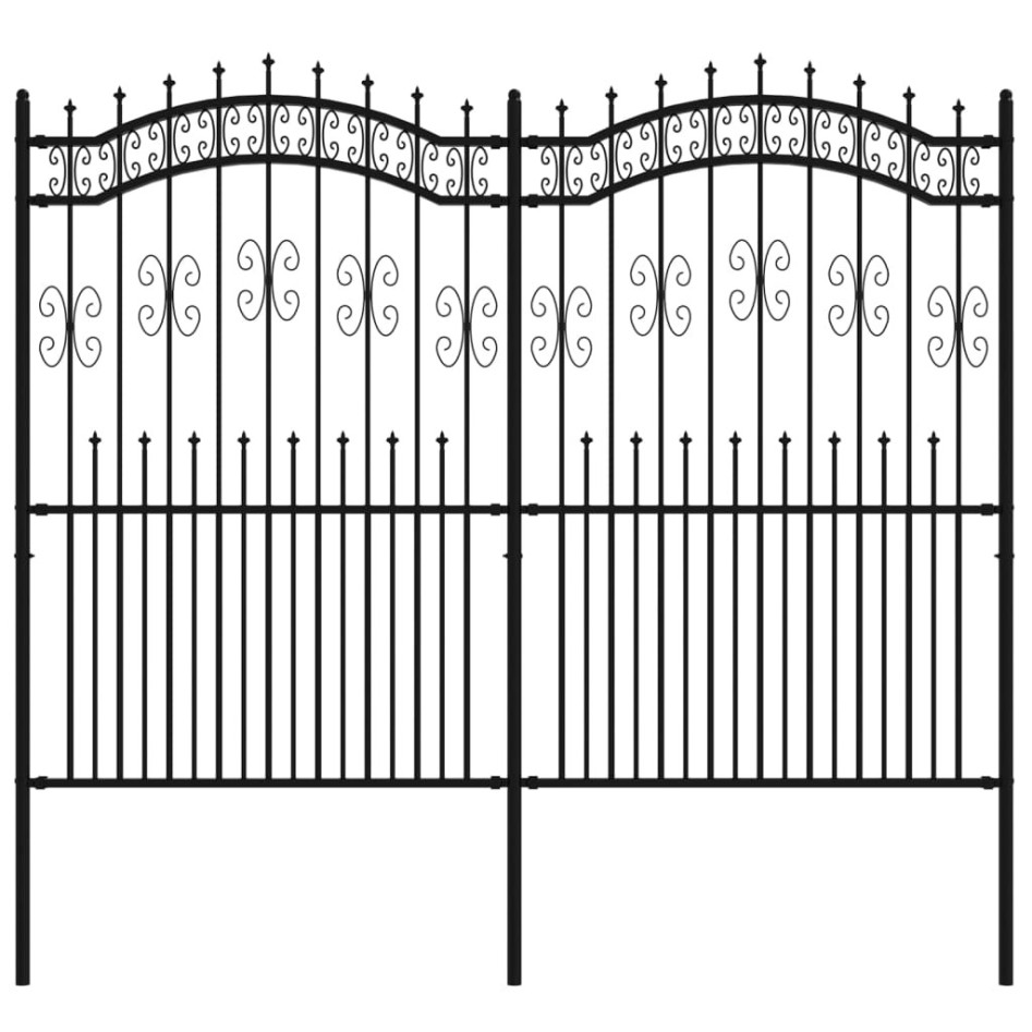 Valla de jardín con punta de lanza acero recubierto negro