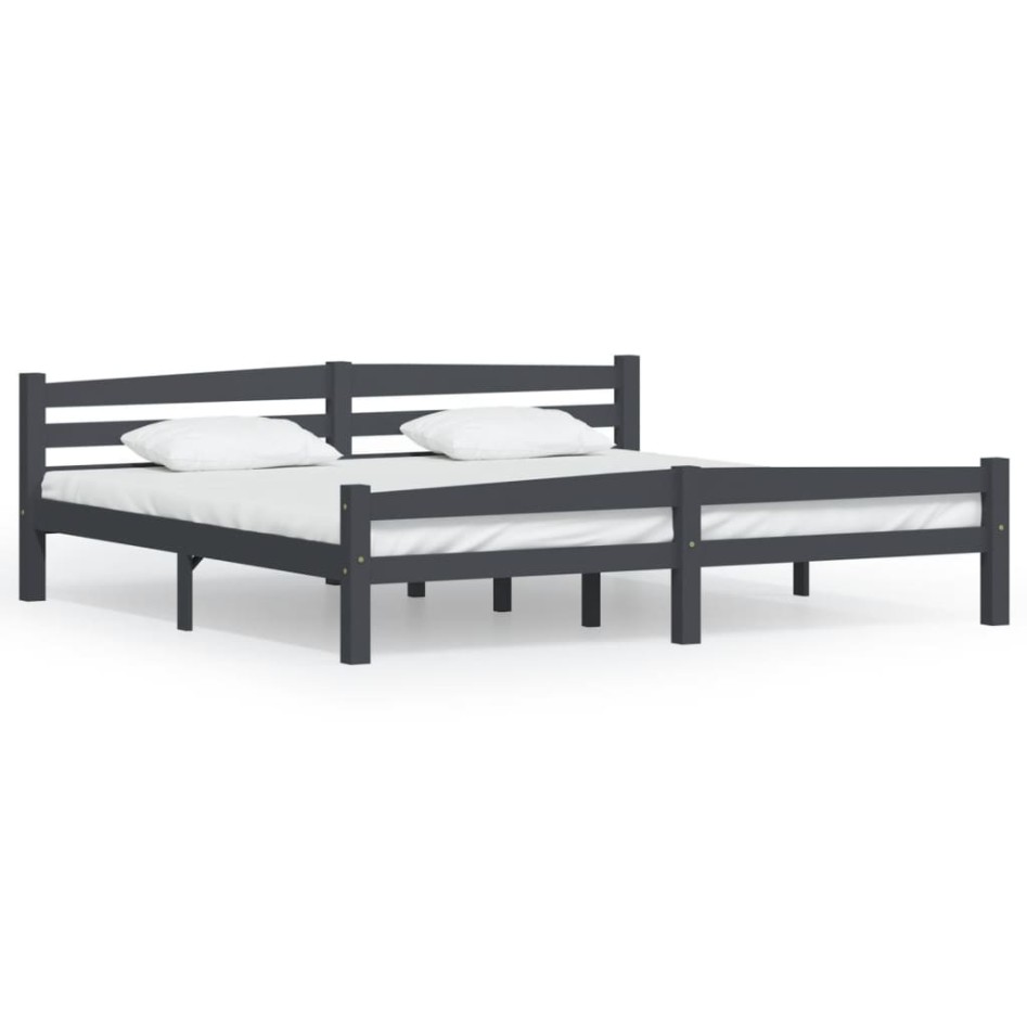 Estructura cama sin colchón madera pino gris oscuro 200x200