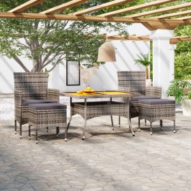 Set de comedor jardín 5 pzas ratán sintético madera acacia