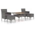 Set de comedor jardín 5 pzas ratán sintético madera acacia