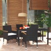 Juego muebles jardín 5 pzas con cojines ratán sintético negro