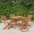 Juego de comedor de jardín 5 piezas madera maciza de