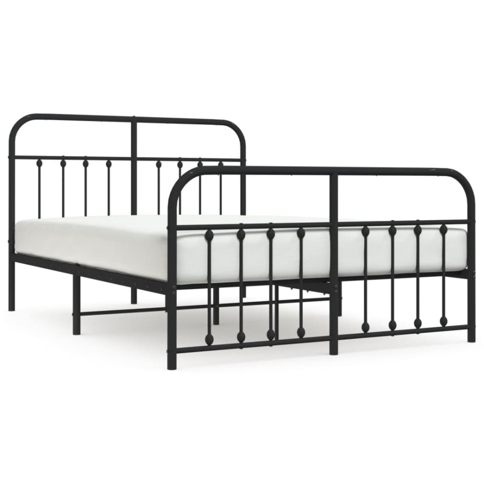 Estructura de cama cabecero y estribo metal negro 140x200