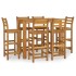 Mesa y taburetes altos de jardín 7 pzas madera maciza