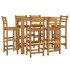 Mesa y taburetes altos de jardín 7 pzas madera maciza