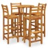Mesa y taburetes altos de jardín 5 pzas madera maciza