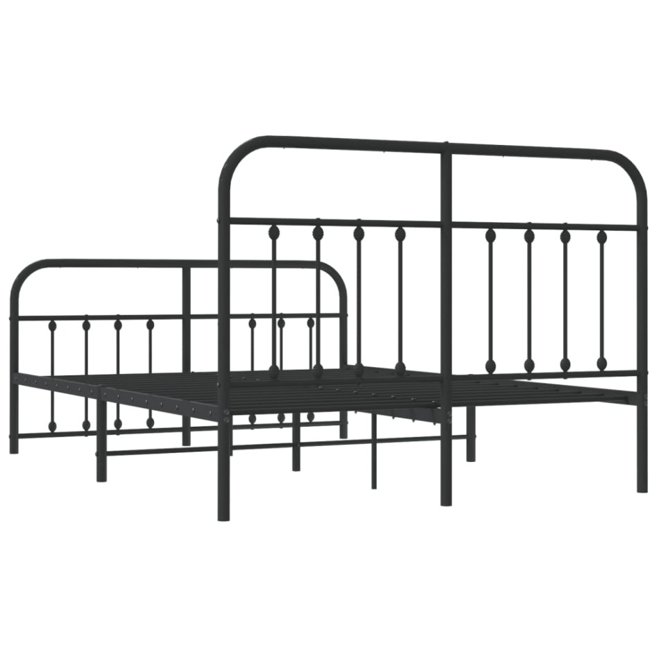 Estructura de cama cabecero y estribo metal negro 140x200