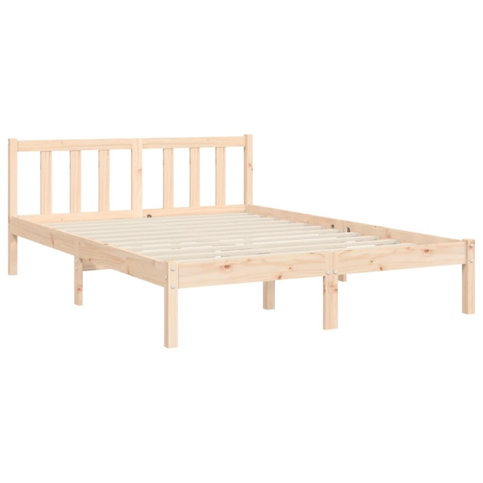 Estructura de cama sin colchón madera maciza de pino 140x190
