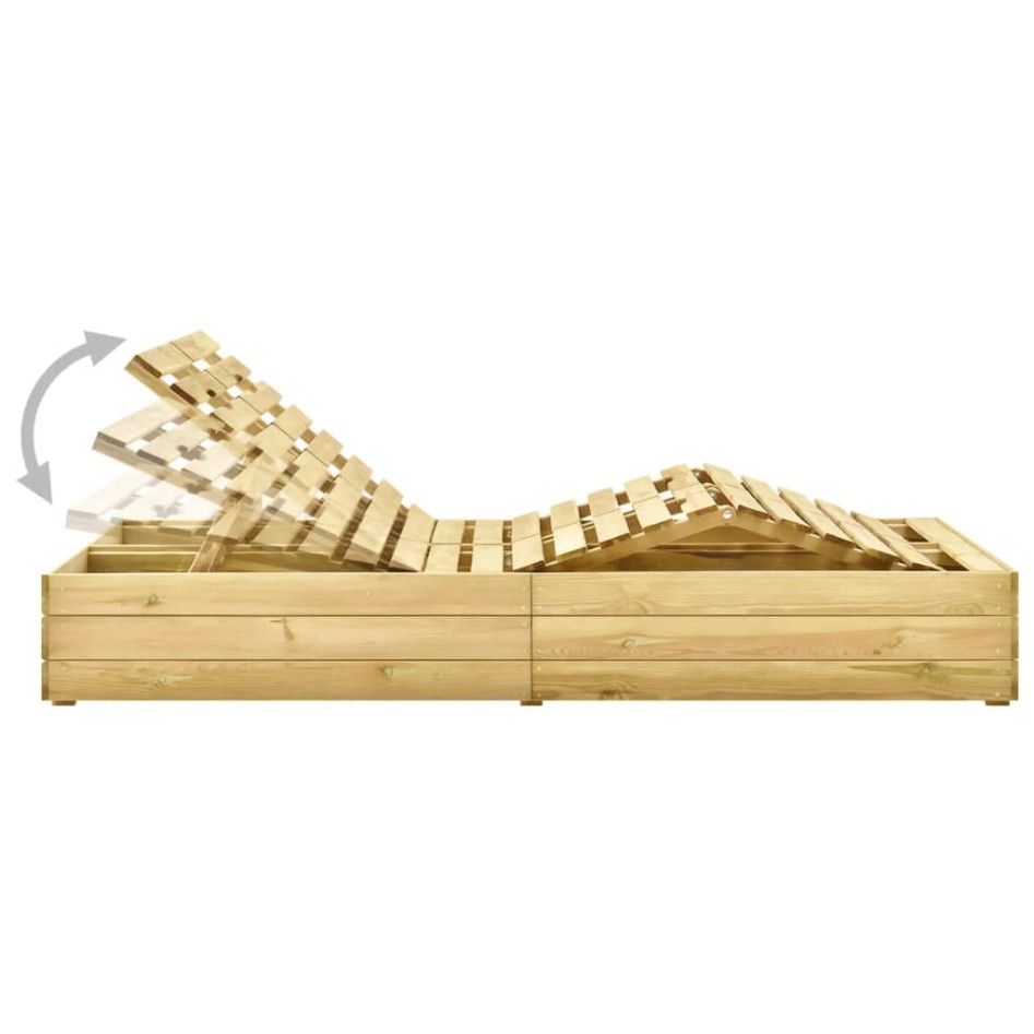 Tumbona doble y cojines madera pino impregnada azul