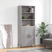 Aparador alto madera contrachapada gris sonoma 69,5x34x180 cm