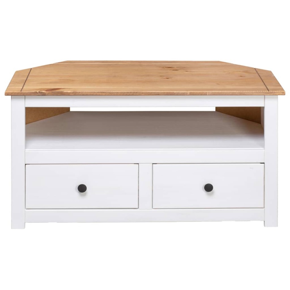 Mueble esquinero TV madera pino estilo Panamá blanco