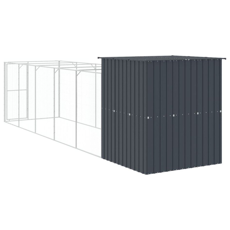 Caseta perros con corral acero galvanizado gris 165x659x181