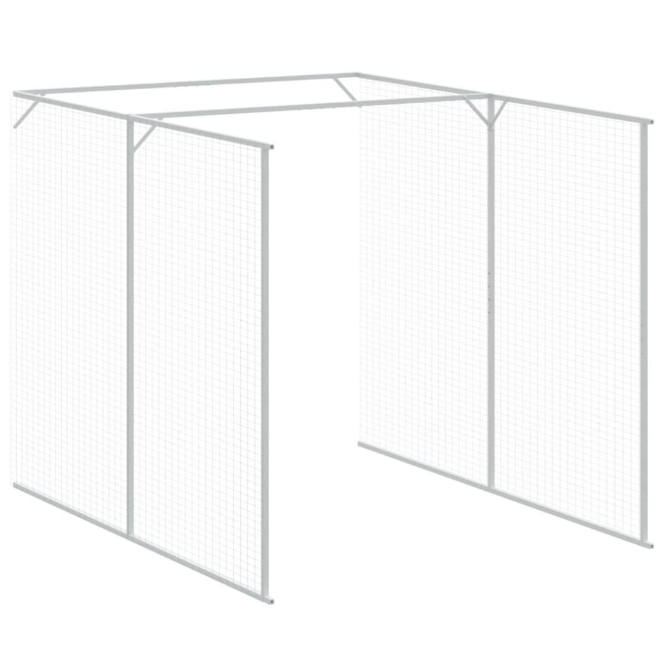 Caseta perros con corral acero galvanizado gris 165x659x181