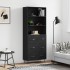 Aparador alto madera contrachapada negro 69,5x34x180