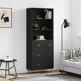 Aparador alto madera contrachapada negro 69,5x34x180