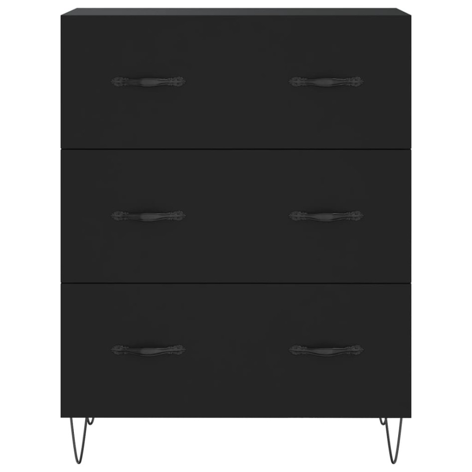 Aparador alto madera contrachapada negro 69,5x34x180