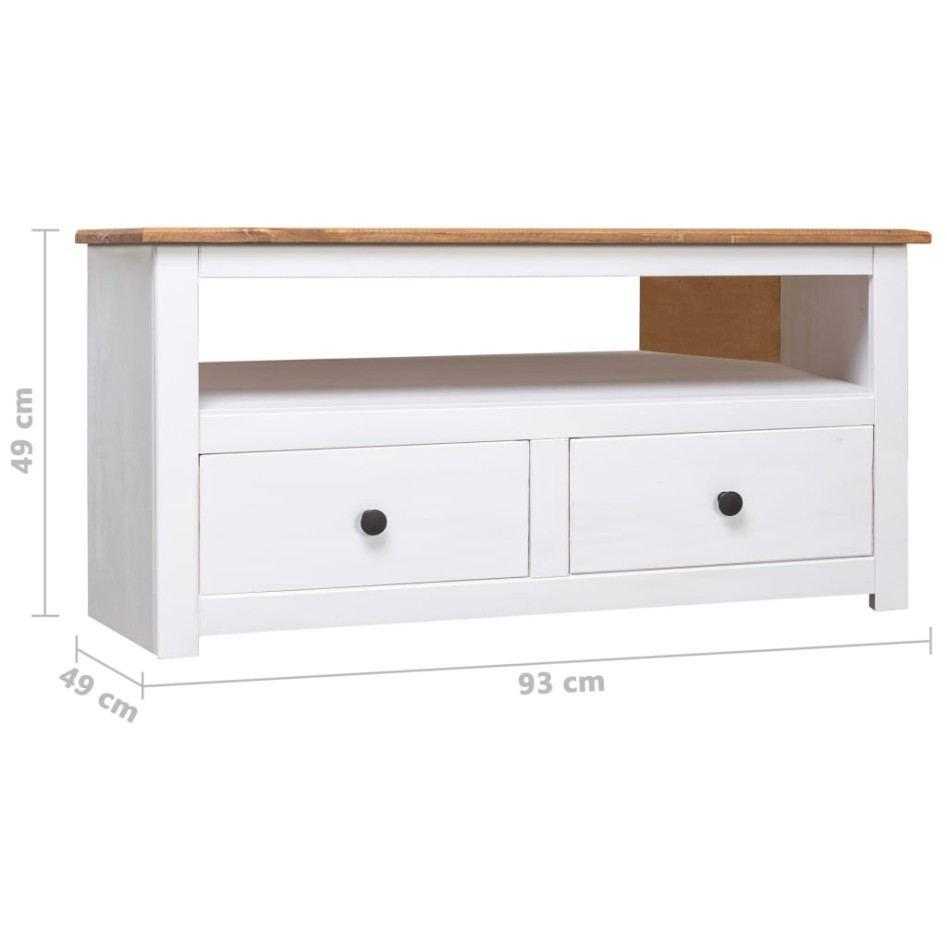 Mueble esquinero TV madera pino estilo Panamá blanco