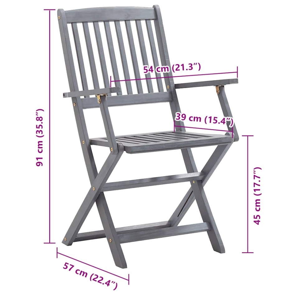 Sillas de jardín plegables 8 uds y cojines madera maciza