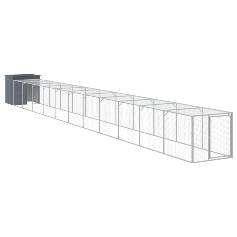 Gallinero con corral acero galvanizado gris 110x1221x110