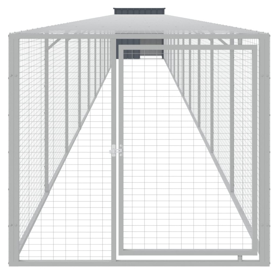 Gallinero con corral acero galvanizado gris 110x1221x110