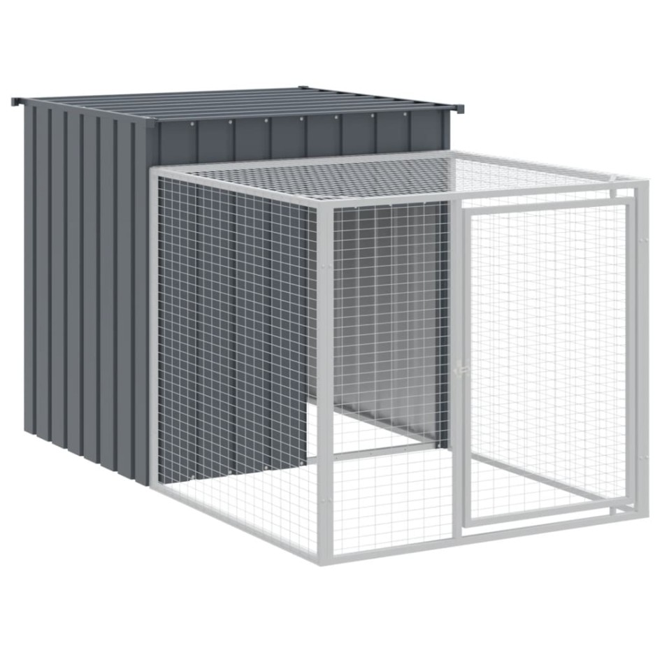 Gallinero con corral acero galvanizado gris 110x1221x110