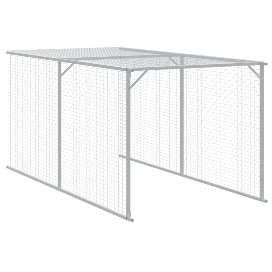 Gallinero con corral acero galvanizado gris 110x1221x110