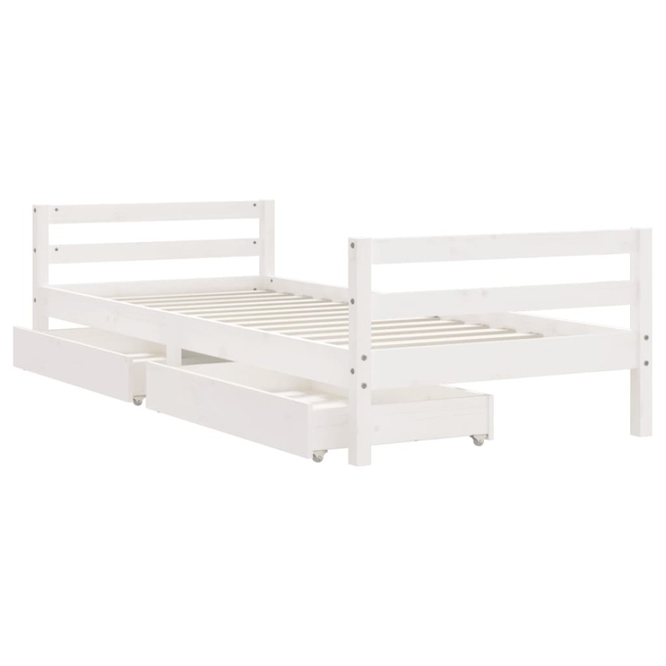 Estructura cama niños con cajones madera pino blanco 80x200