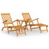Silla de jardín con reposapiés y mesita madera maciza de