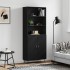 Aparador alto madera contrachapada negro 69,5x34x180