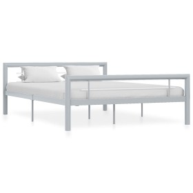 Estructura de cama de metal gris y blanco 160x200